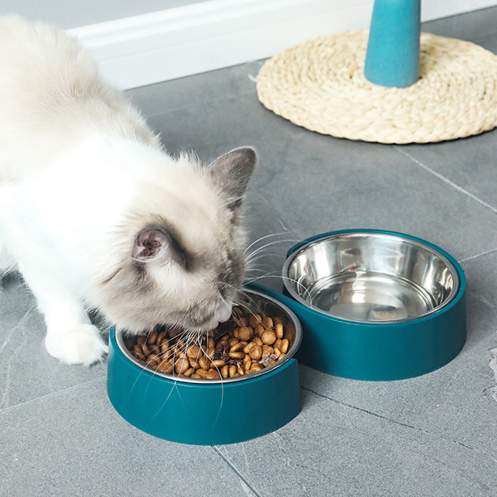 （a pair）Bát thức ăn cho mèo và bát uống nước
