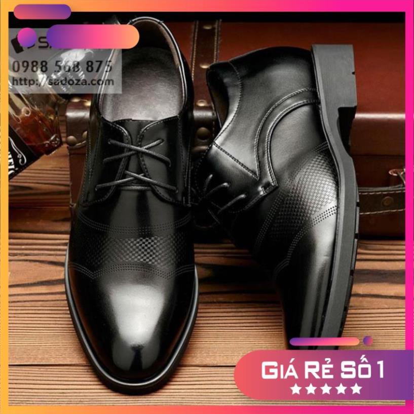 [Sale 3/3] Giày tăng chiều cao nam công sở buộc dây cao cấp GD46 (nâu+đen) Sale 11 , nn