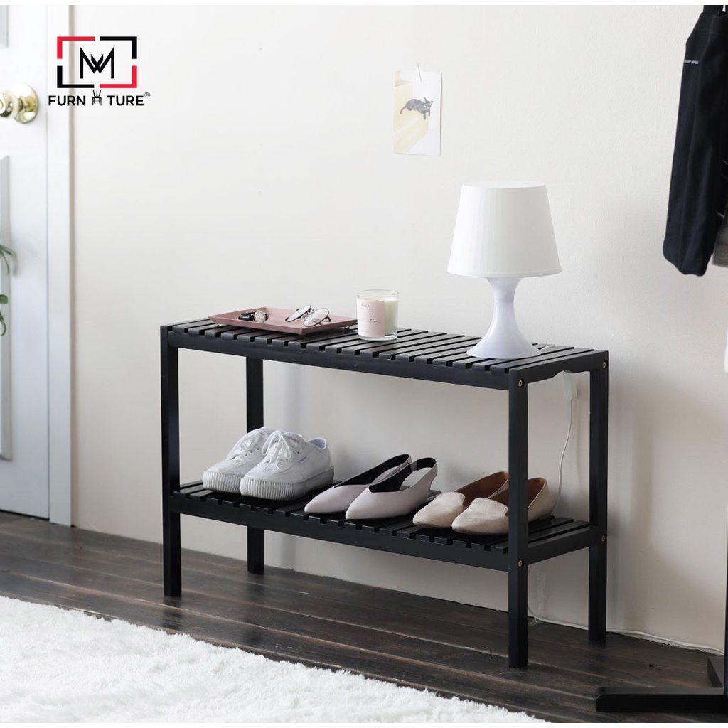 Kệ gỗ trang trí để giày dép 2 tầng đa năng size 80x26x50 cm thương hiệu MW FURNITURE