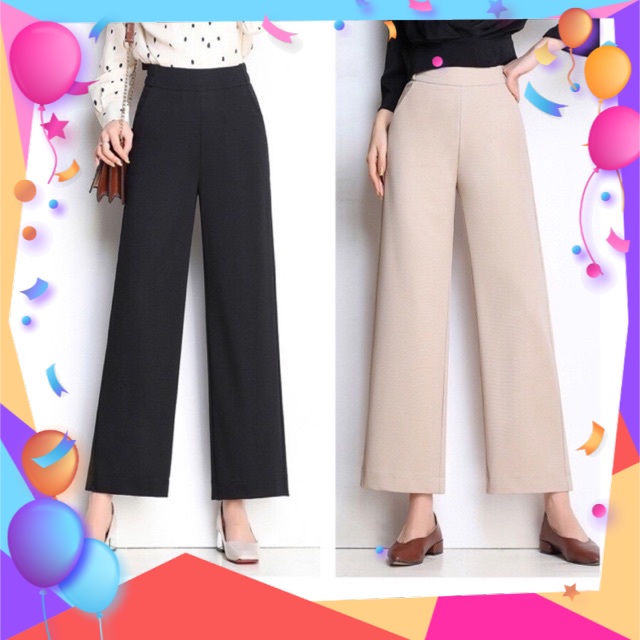 [Store 86] Quần Ống Rộng khóa sườn Cạp Cao Gen Bụng