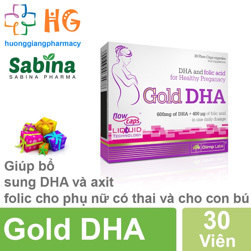 Gold DHA - Viên uống bổ sung DHA và axit folic cho phụ nữ có thai và cho con bú. Giúp não bộ thai nhi phát triển tốt