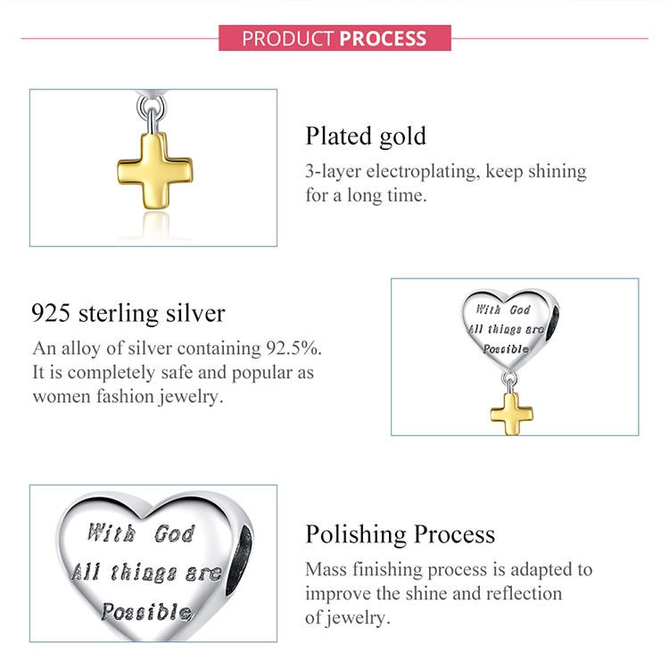 Hạt Trang Sức Bamoer BSC309 Cho Nữ Trang Trí Dây Chuyền/Vòng Đeo Tay Chất Liệu 100% Bạc 925