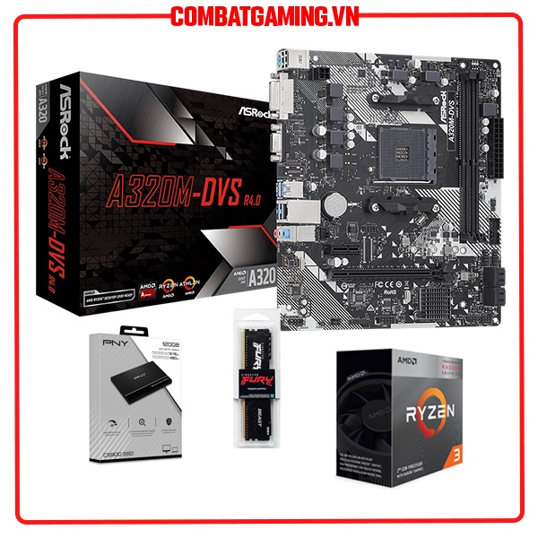 Combo Máy Tính Cpu Ryzen 3 3200G + Main Asrock A320M DVS R4.0