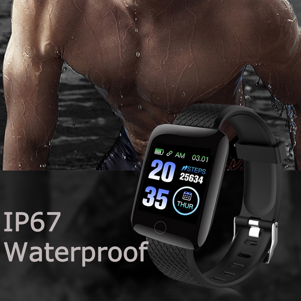 Smart Watch 116 Plus Waterproof Smart Bracelet Fitness Tracker Blood Pressure Fitness Band Sports Smart Wristband Heart Rate Smartwatch Smart Band Đồng Hồ Thông Minh Đa Chức Năng Theo Dõi Sức Khoẻ Kiểu Dáng Thể Thao