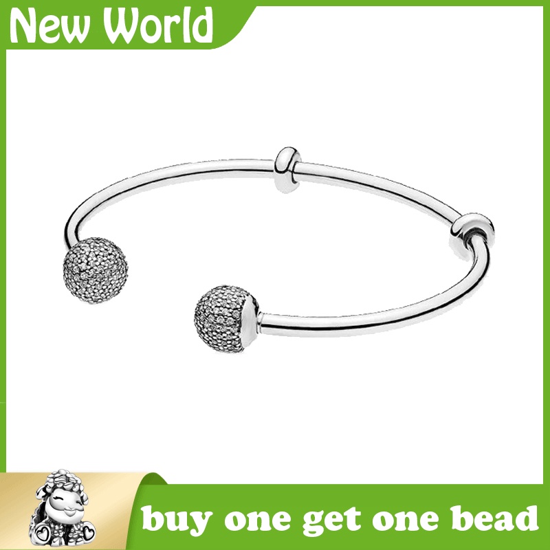 ❄☢♗Hạt Charm Pandora Mạ Bạc 925 Hình Trái Tim Và Logo S925 Dùng Làm Trang Sức Thủ Công DIY