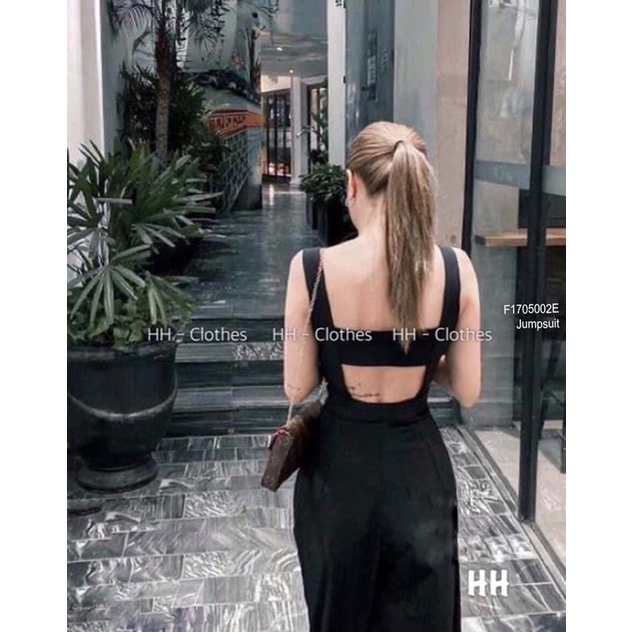 Jumpsuits đen 2 dây khoét lưng