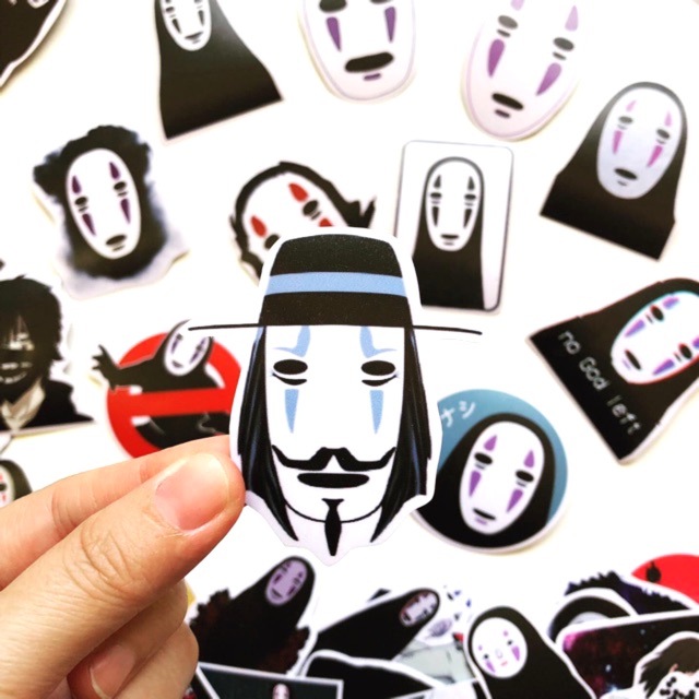 Sticker VÔ DIỆN - No Face decal hình dán chống nước trang trí xe, laptop, nón bảo hiểm