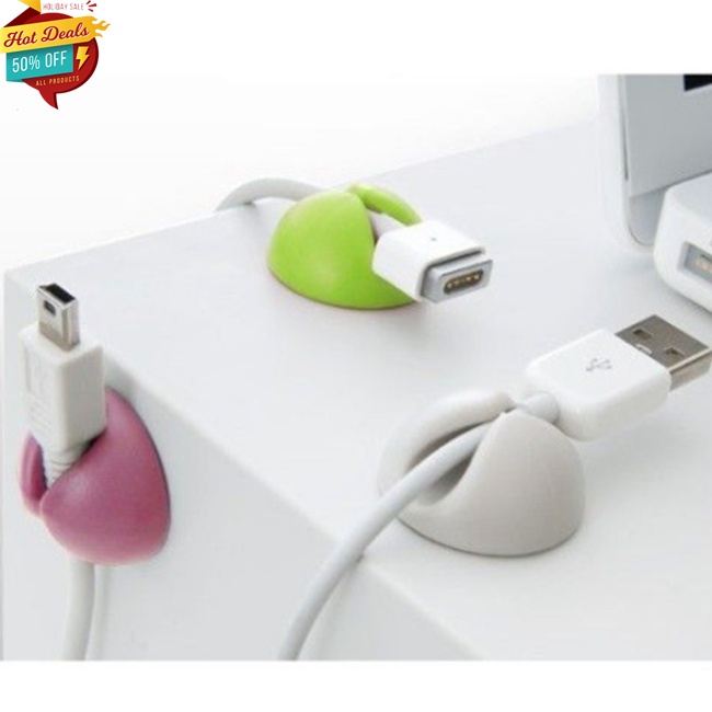 Kẹp Cố Định Dây Cáp Để Bàn Bằng Cao Su Màu Ngẫu Nhiên