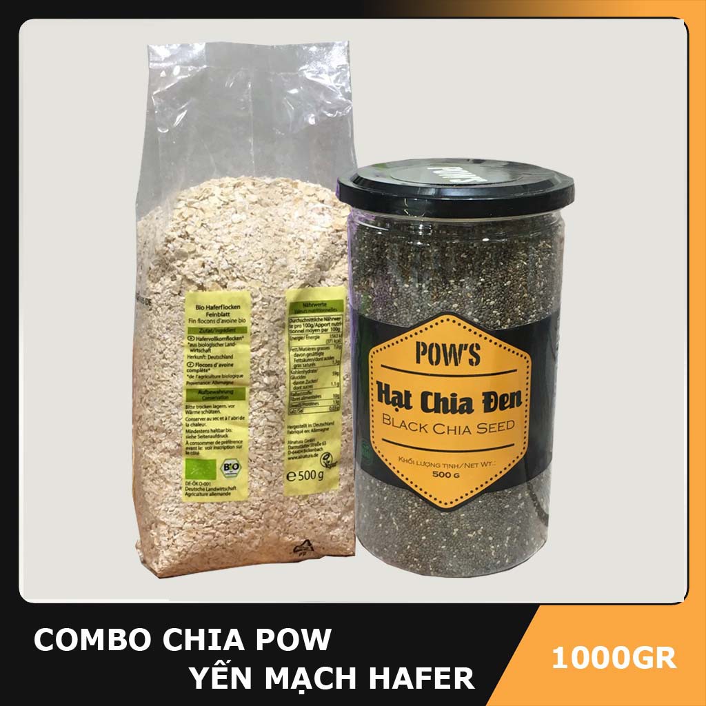 [FREESHIP ĐƠN HÀNG 99K] Combo 500gr hạt chia đen Organic Peru + 500gr yến mạch cán vỡ HAFER Flocken