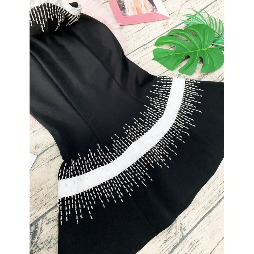 Đầm thun ôm thiết kế 2 dây kết cườm đuôi cá cực sang - đi tiệc - đi đám cưới đều được