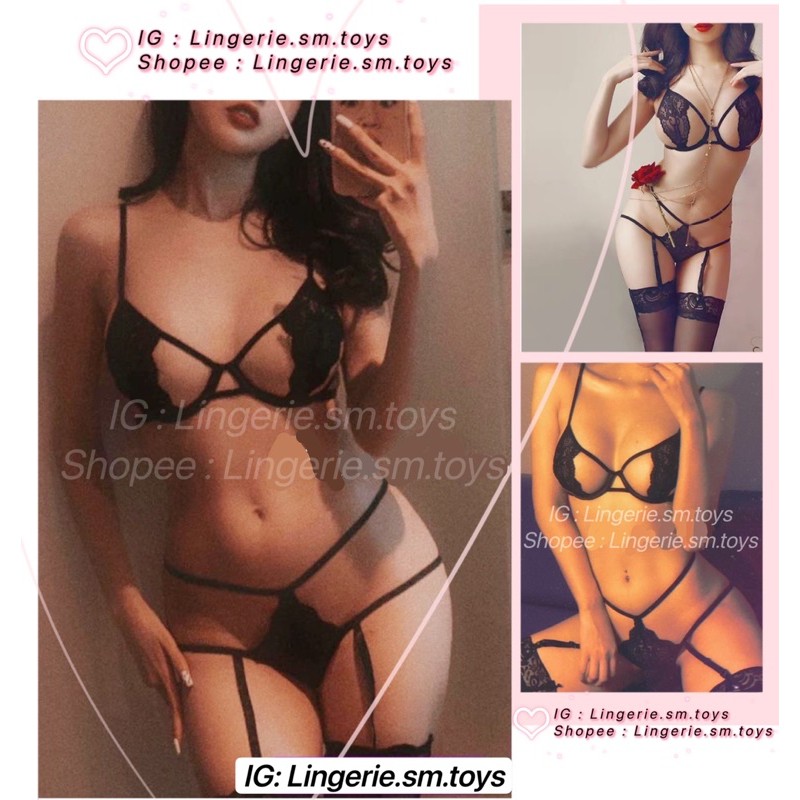 FQ2599 Nội Y Ren Cao Cấp Quyến Rũ • Ren Mỏng Siêu Nhỏ • Có Dây Mắc Gài Vớ Gợi Cảm Mlem - FQ2599