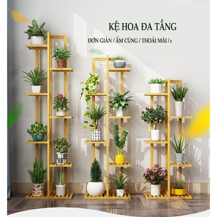 Kệ để chậu hoa cây cảnh gỗ tre tự nhiên đa tầng 7 tầng để trong nhà ngoài trời sân vườn ban công lắp ráp dễ dàng M004-7