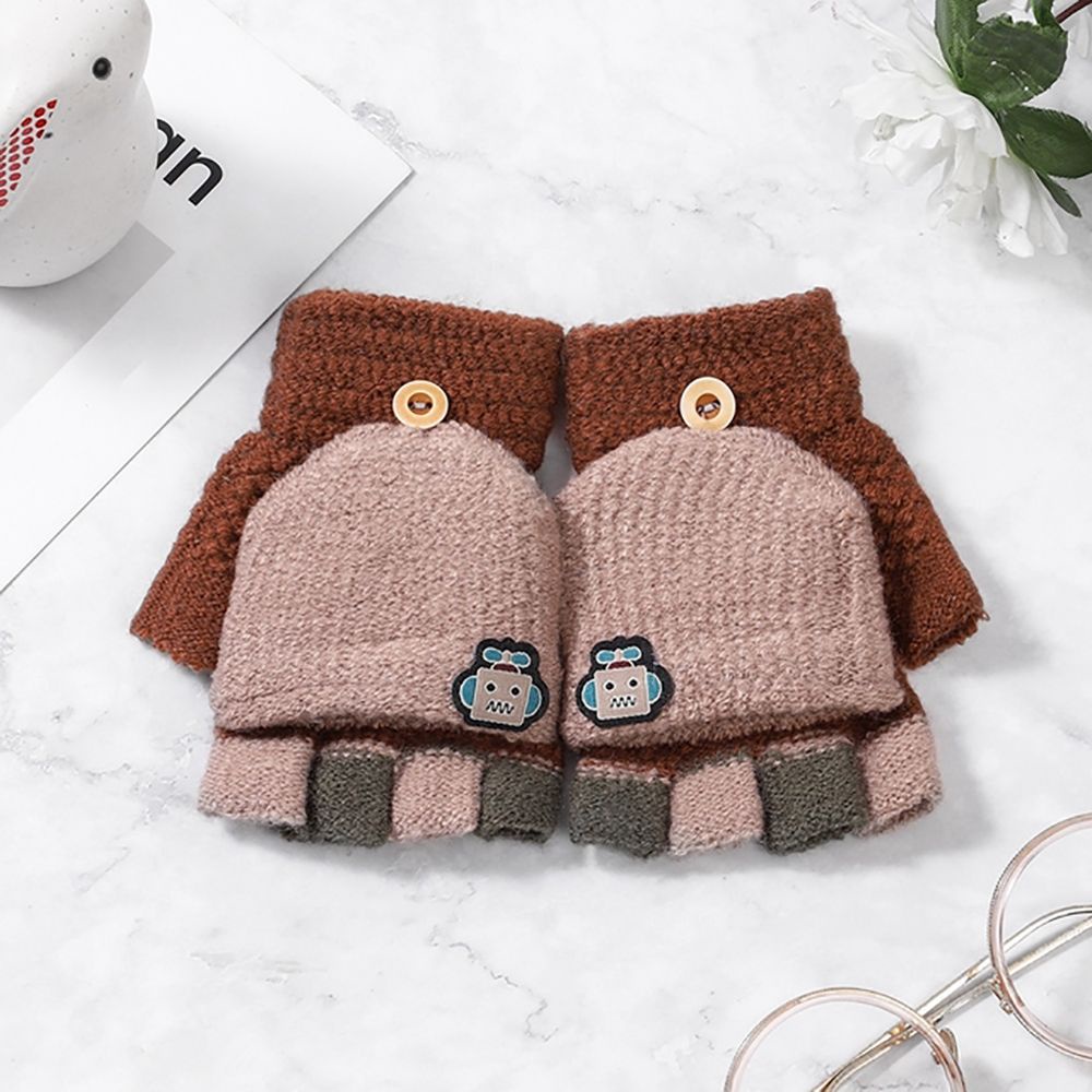 Găng tay hở ngón VANES1 giữ ấm mùa đông phong cách Hàn Quốc dễ thương dành cho bé trai 7-15 tuổi