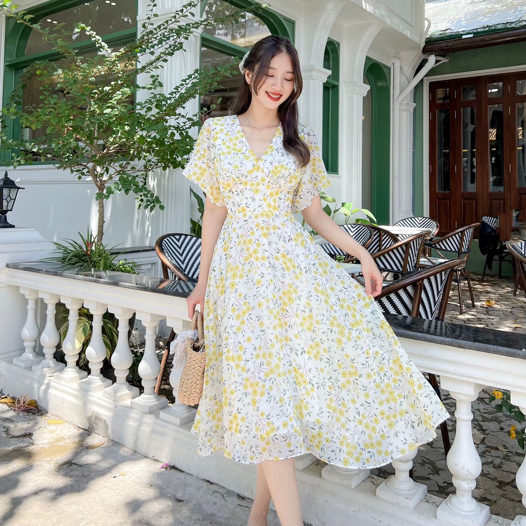 Đầm VERNIE - Đầm dài dáng xoè tay xẻ
