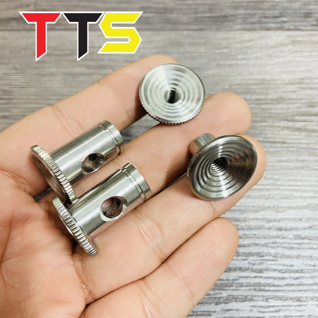 Ốc tăng thắng kèm chốt xỏ bát thắng đùm inox nguyên khối CNC lắp xe WAVE, DREAM, EXCITER, SIRIUS