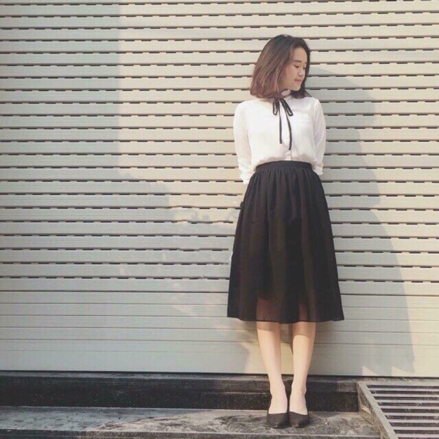 Chân váy voan lửng bản chun siêu xinh