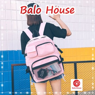 Balo đi học phối lưới Unisex cá tính - BALO HOUSE BL2201