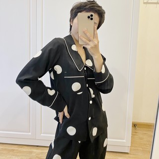𝗛𝗮̀𝗻𝗴 𝗰𝗵𝗶́𝗻𝗵 𝗵𝗮̃𝗻𝗴 Set pyjama lụa cổ sen chấm tròn Mama Pretty - O.N WORKSHOP