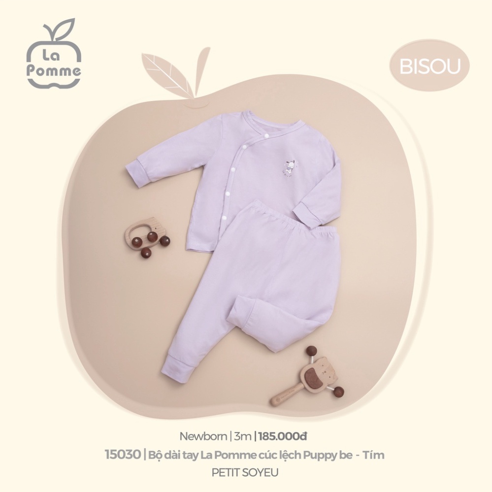 Bộ dài tay cúc lệch sơ sinh Pupy hãng La Pomme - Bộ sưu tập Bisou 2022