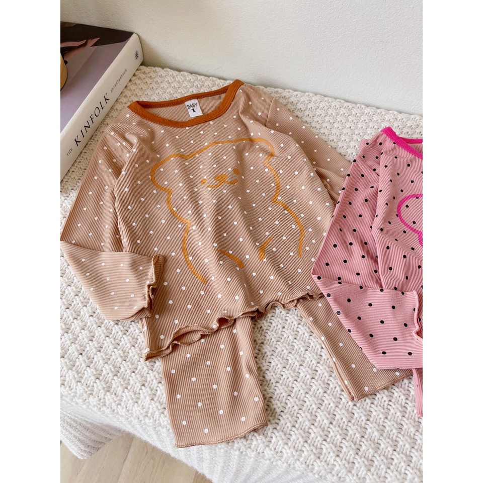 (8-20kg) Đồ bộ quần áo dài tay cho bé gái chất len tăm TTR151