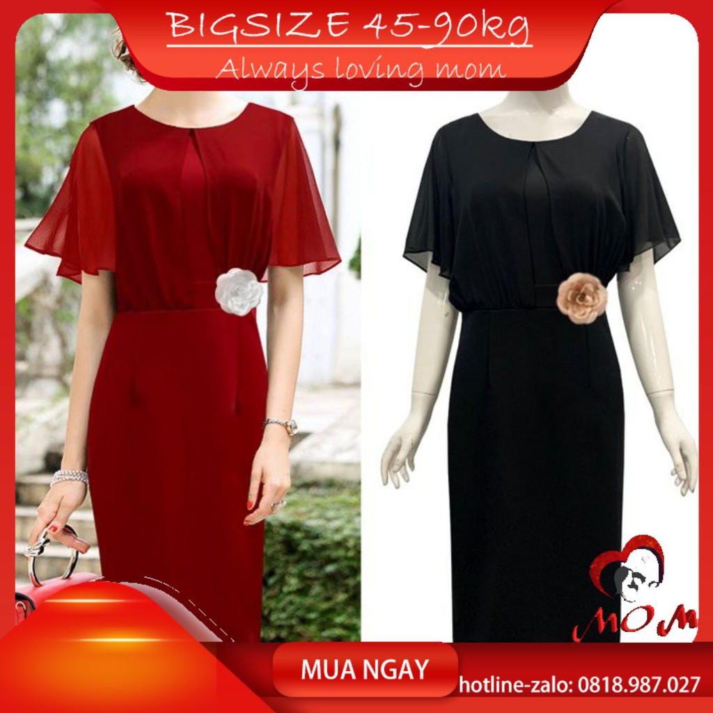 ĐẦM ÔM BODY NỮ TRUNG NIÊN CHIẾT EO NƠ PHỐI VOAN ĐÍNH HOA bigsize rẻ đẹp dự tiệc thời trang cao cấp