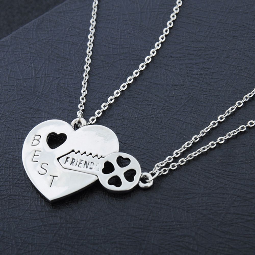 Set 2 dây chuyền mặt hình trái tim và chìa khóa xinh xắn cho đôi bạn thân