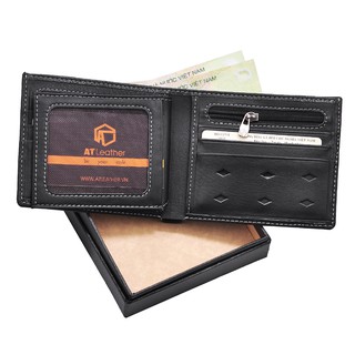 Ví da bò nam AT Leather 080 (nâu - đen)