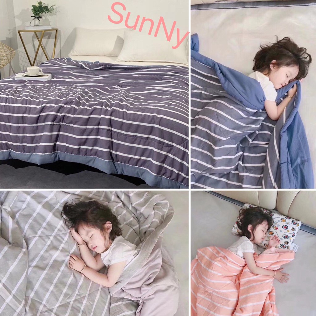 Chăn Hè Thu Cotton Đũi Kẻ Muji Nhật Bản