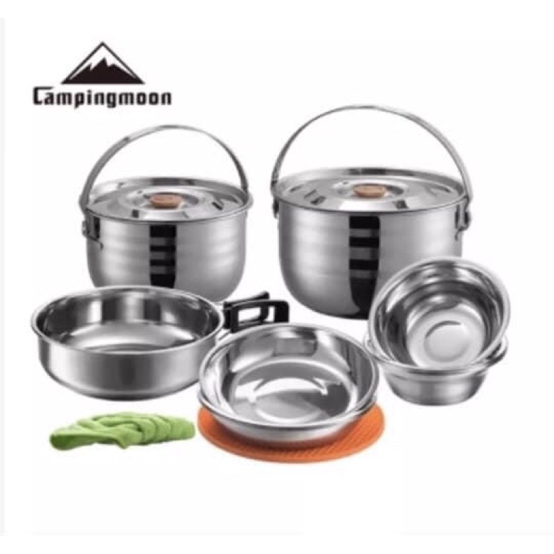 Bộ nồi dã ngoại inox sus 304 Campingmoon 6 người MC-210