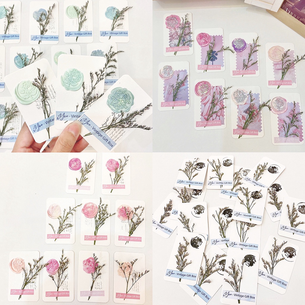 [Handmade] ⚡ Thiệp giấy handmade pastel - Trang trí hoa khô phong cách Retro IY60