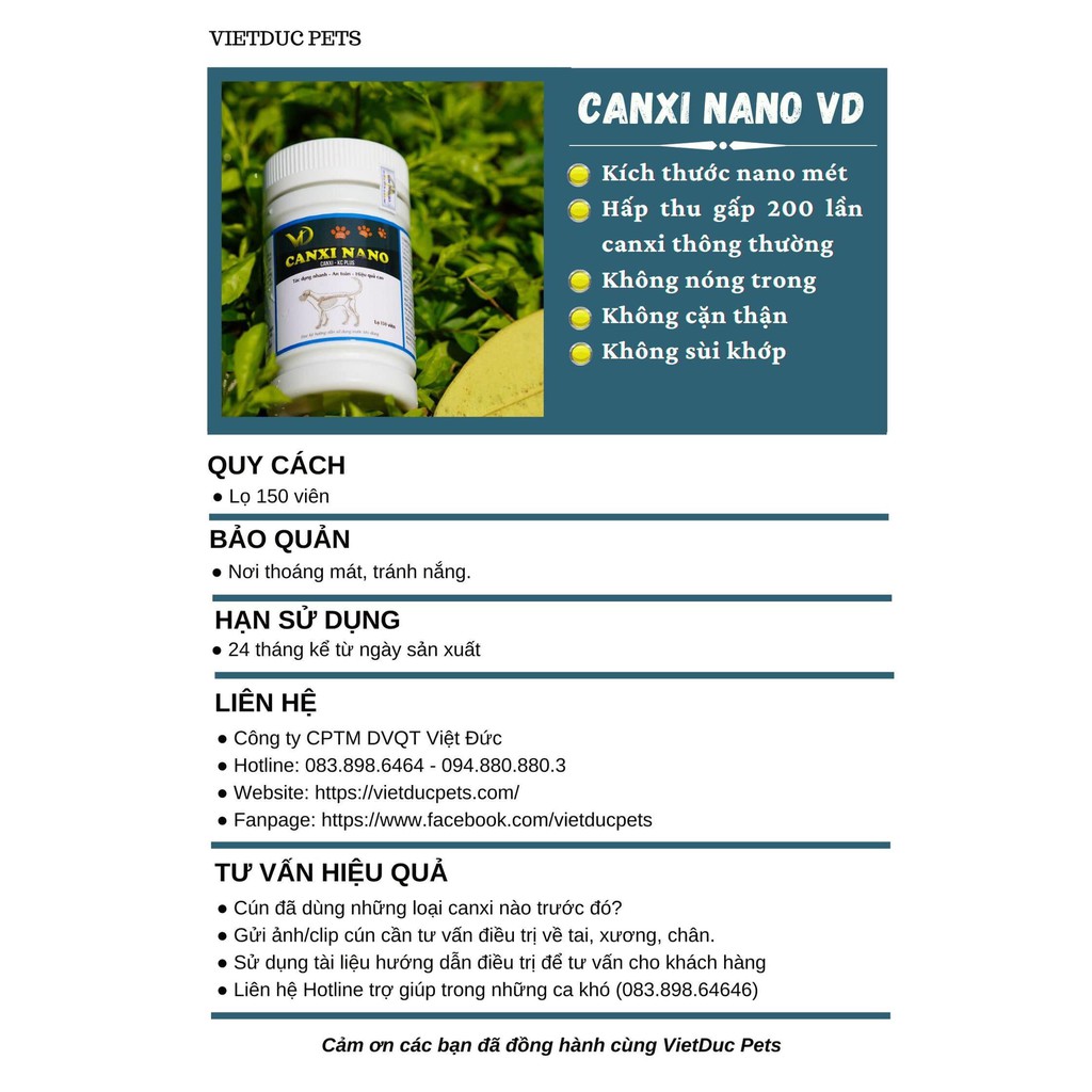 Canxi Nano - Bổ sung Canxi chó mèo