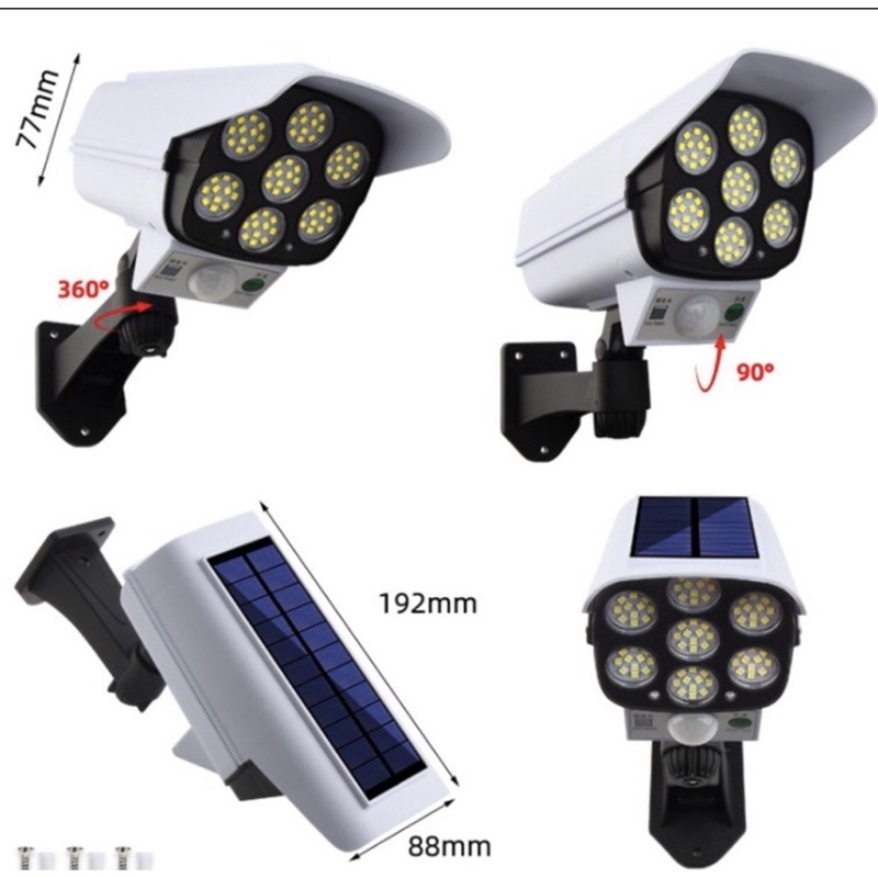 Đèn Năng Lượng Mặt Trời Hình Giả Camera Chống Trộm Tặng Kèm Điều Khiển, Chống Nước, Tiết Kiệm Điện
