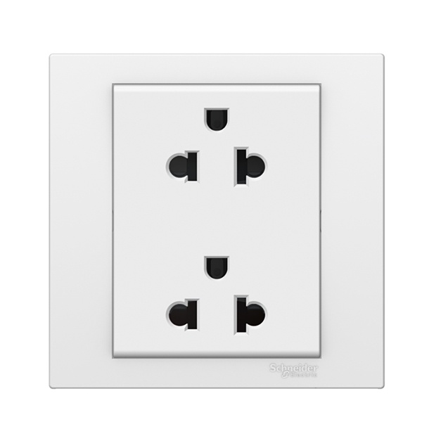 Ổ cắm đôi 3 chấu KB426UES2_WE_G19 Schneider 16A dòng Vivace màu trắng, Ổ cắm 3 chấu Schneider