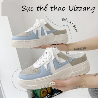 Giày Sục Thể Thao độn đế 5cm , giày đạp gót buộc dây ba màu cực xinh / Sục HotHit 2021 bản đẹp