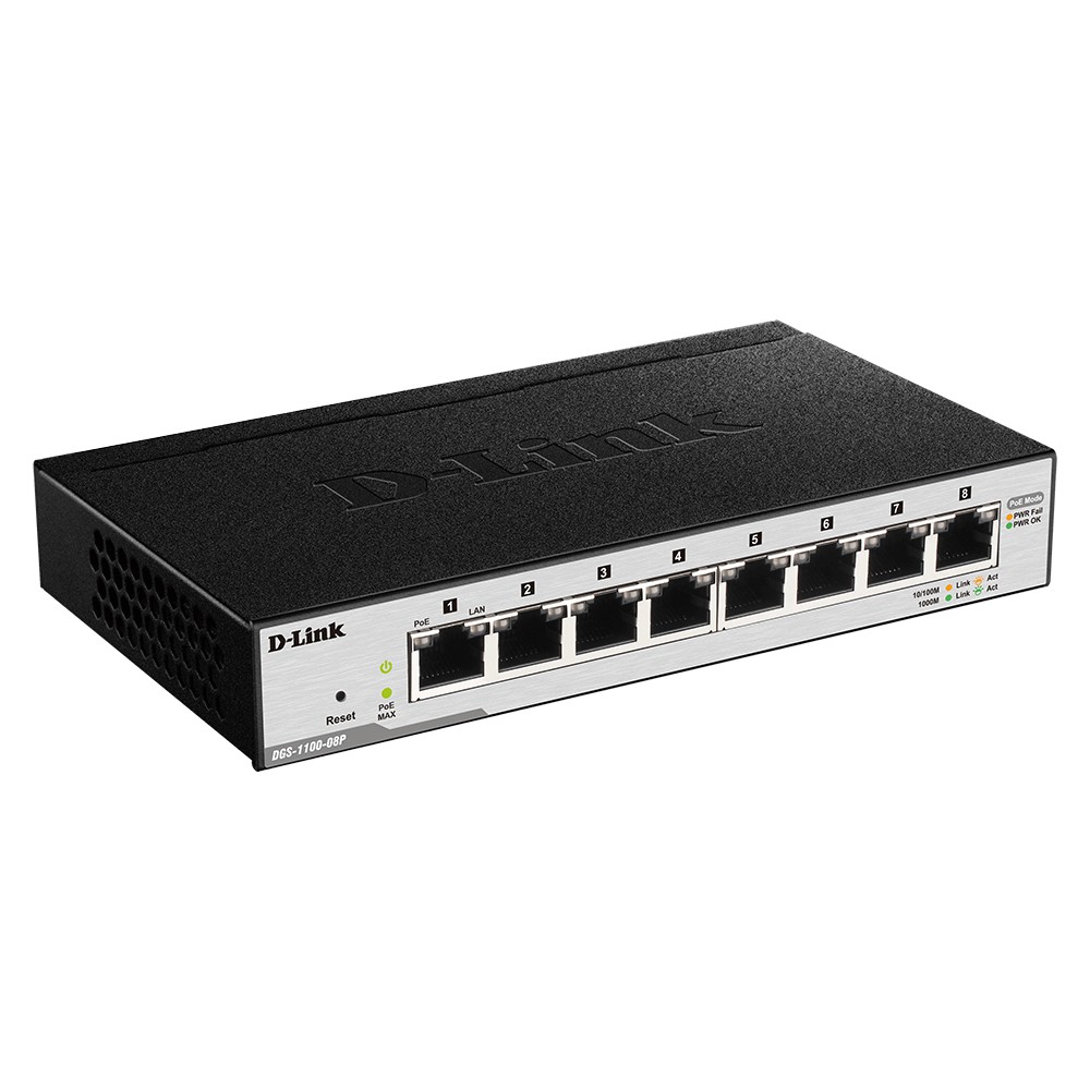 8-Port Layer 2 Lite Smart Managed Gigabit PoE Switch D-Link DGS-1100-08P