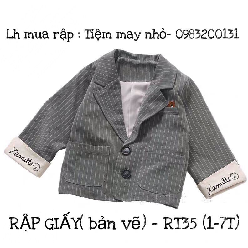 RT35_Rập giấy áo vest 2 lớp bé trai