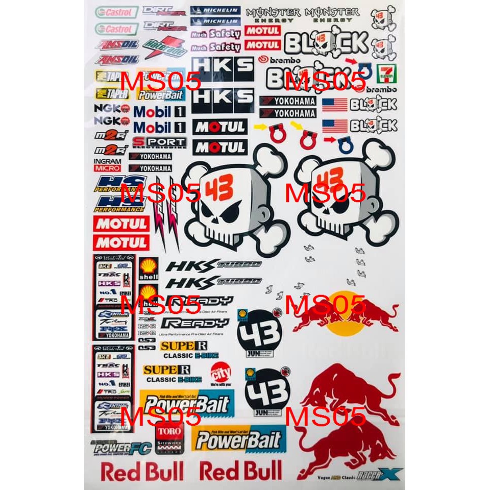 DECAL TRANG TRÍ XE MÔ HÌNH TỈ LỆ 1:8 VÀ 1:10 L2