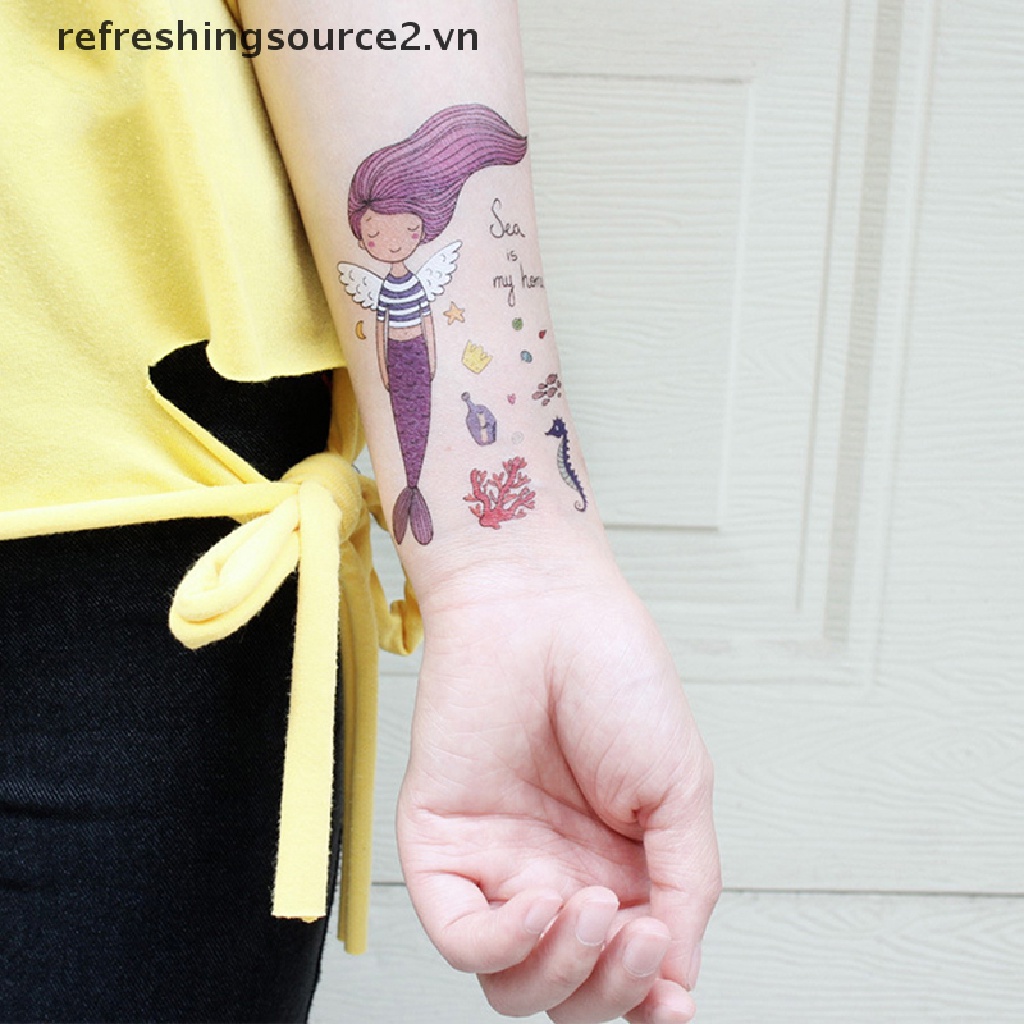 Hình Xăm Dán Chống Thấm Nước Hình Nàng Tiên Cá Hoạt Hình Dành Cho Bé