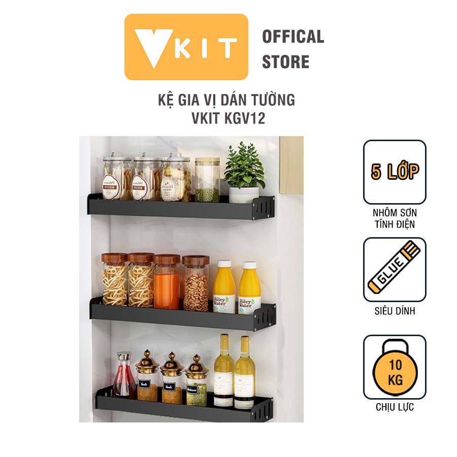 Kệ gia vị dán tường siêu chắc Sơn tĩnh điện VKIT KGV12