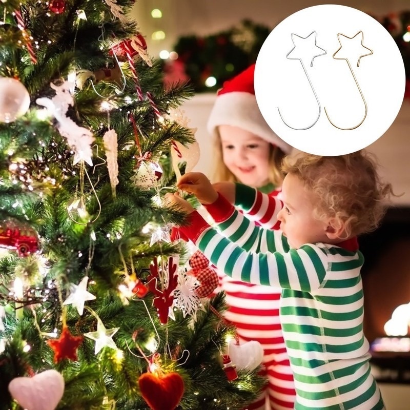 Bộ 20 Móc Treo Cây Thông Hình Ngôi Sao Bằng Kim Loại