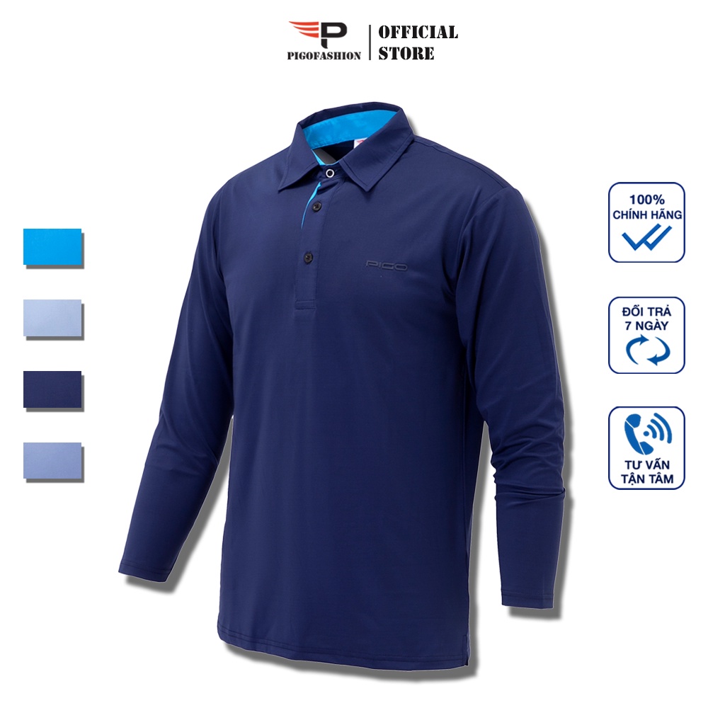 Áo thun thể thao nam dài tay cổ bẻ kiểu thun co giãn thoáng mát SPADT05 PigoFashion chọn màu