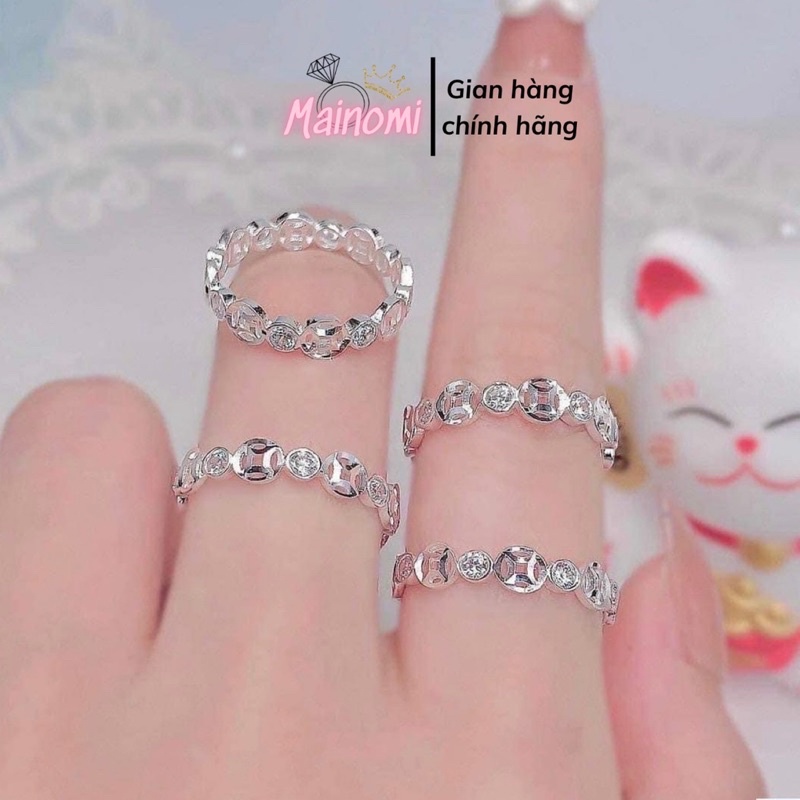 Nhẫn kim tiền full đồng xu MAINOMI mã kèm quà tặng may mắn, dày dặn sang xịn thiết kế bởi Shop Bạc Xinh
