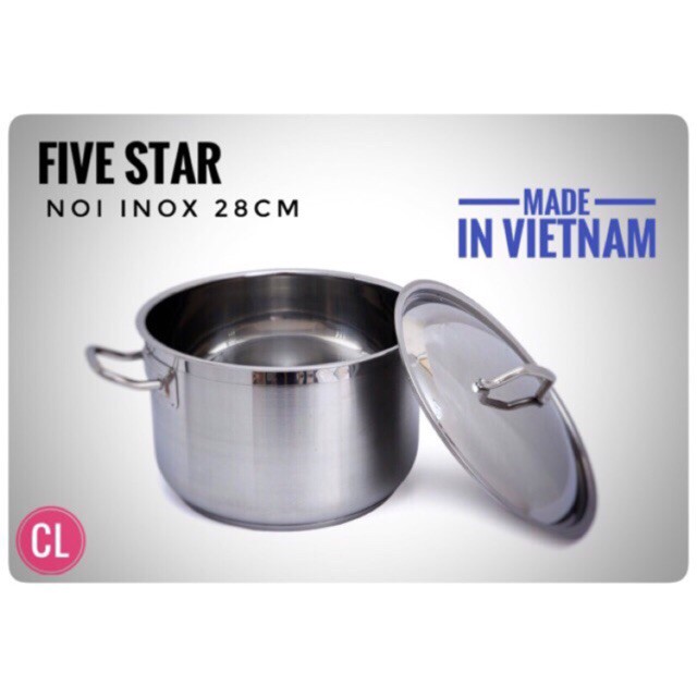 Nồi luộc gà Fivestar 3 đáy inox 430 26/28/30/32/36cm-đun từ