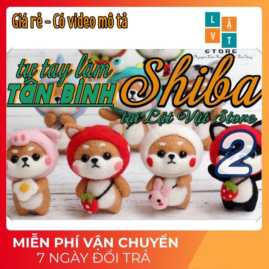 Bộ len chọc có hướng dẫn Tân Binh Shiba 2, needle felting Shiba có video, giấy làm quà tặng đặc biệt handmade