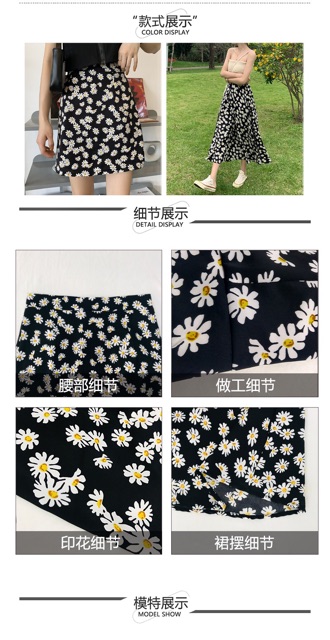 [Hot 2020] Chân váy ngắn chữ A Hoa Cúc màu đen trắng | BigBuy360 - bigbuy360.vn