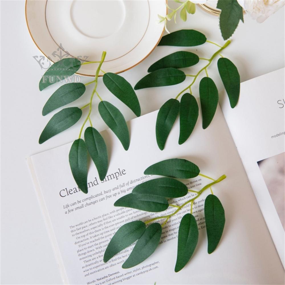 【FUNWD】Retro Willow Leaves Artificial Leaf DIY Craft Decorat Wedding Home Party Decor qXoicW