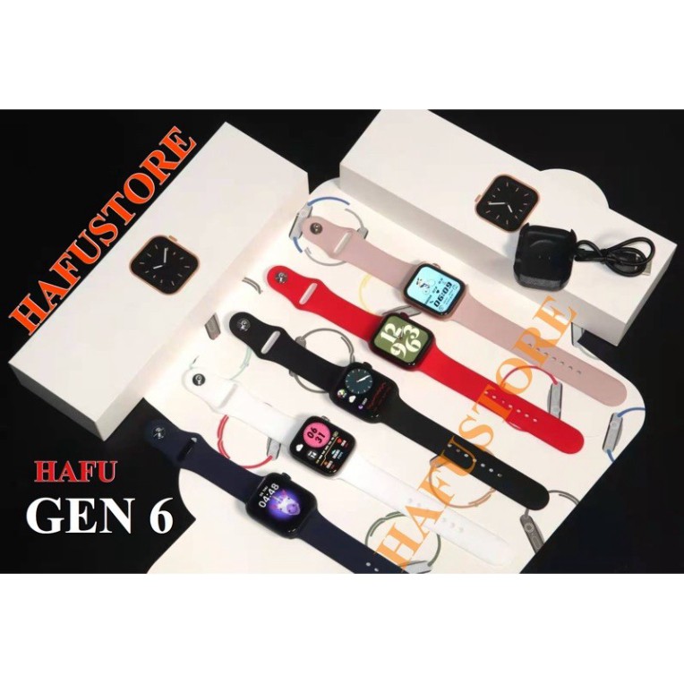 freeship Đồng hồ thông minh HAFU GEN6 smartwatch viền siêu mỏng núm xoay thay ảnh nền theo dõi nhịp tim sức khoẻ