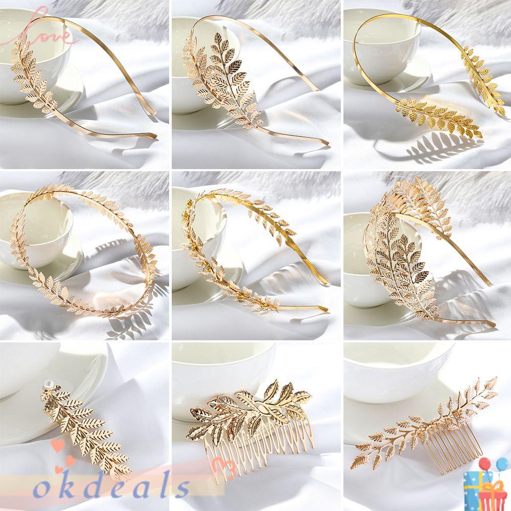 Dây Buộc Tóc Hình Lá OKDEALS|Lược Cài Tóc Hình Vương Miện Xinh Xắn Cho Cô Dâu