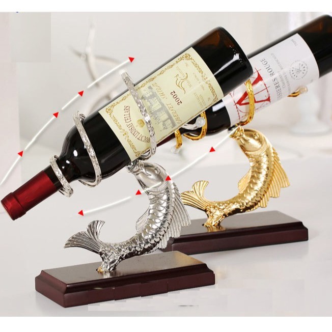 GIÁ ĐỂ CHAI RƯỢU VANG HÌNH CÁ CHÉP MAY MẮN