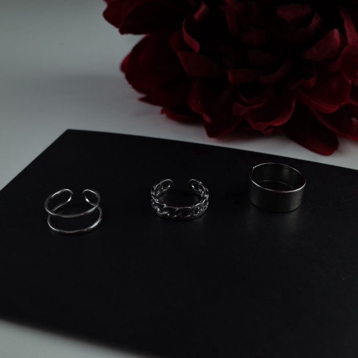 [Miễn Phí Vận Chuyển] Set Ba Chiếc Nhẫn Ba Mảnh Phong Cách Mát Mẻ Đơn Giản Dễ Phối Đồ Dành Cho Nam 23400